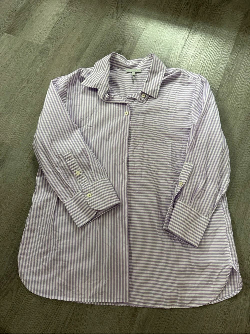Striped Lavender Button-Down Blouse - Women